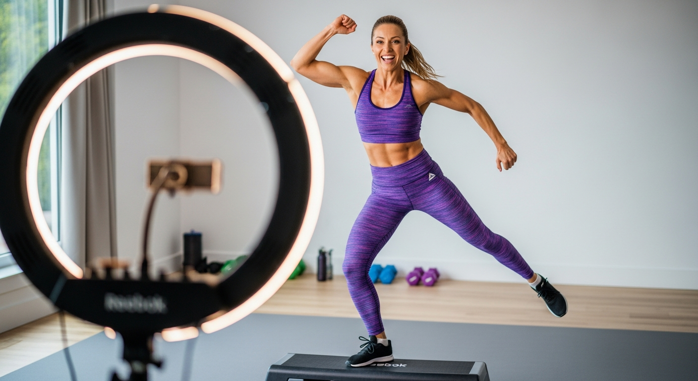 Тренер ведёт занятие онлайн